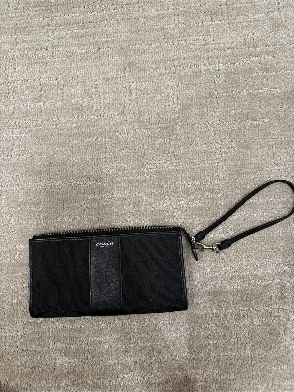 Coach Black Signature Wristlet Wallet with Detachable Strap